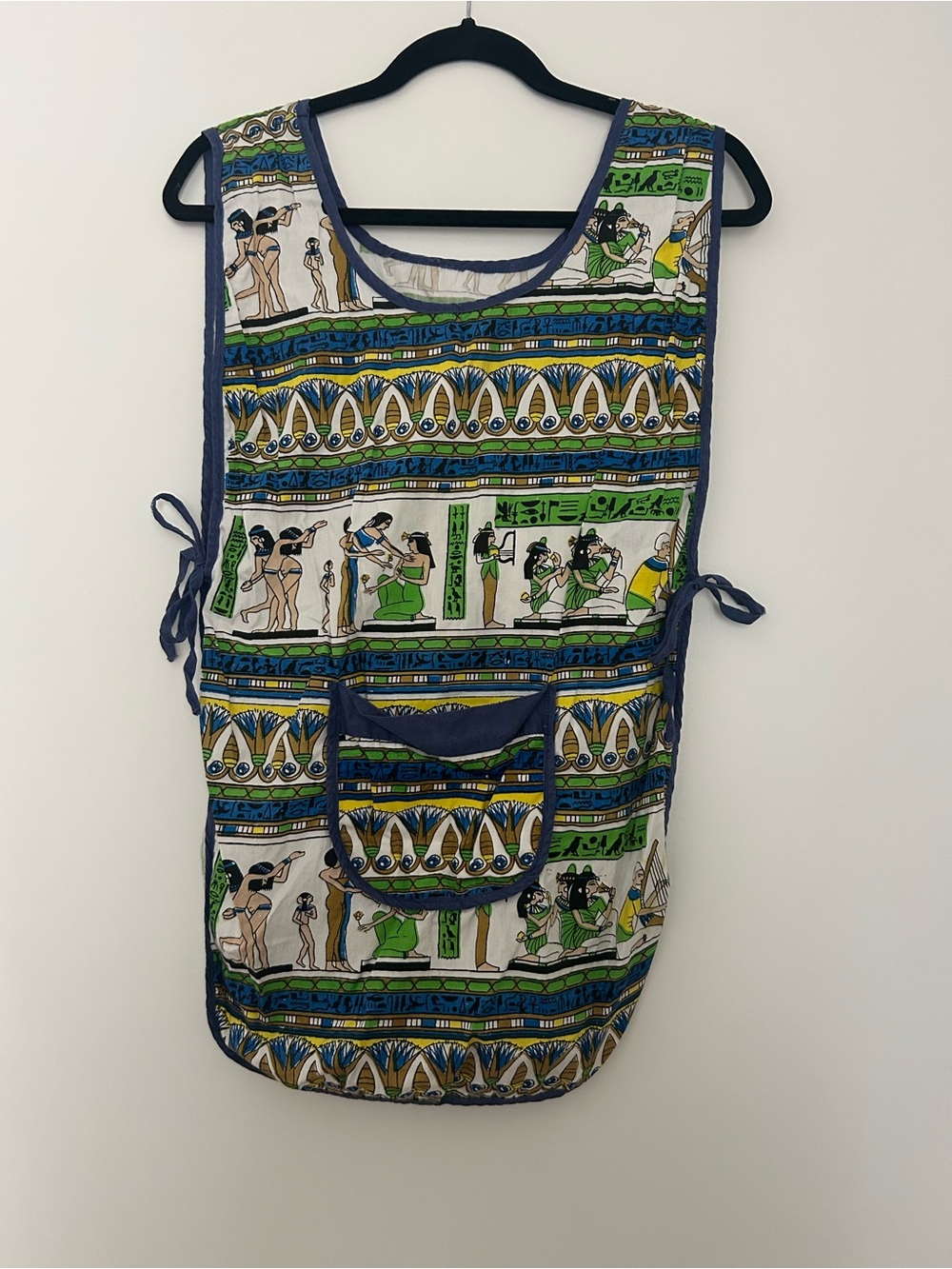 Hand-Made Apron in Green and Blue Print